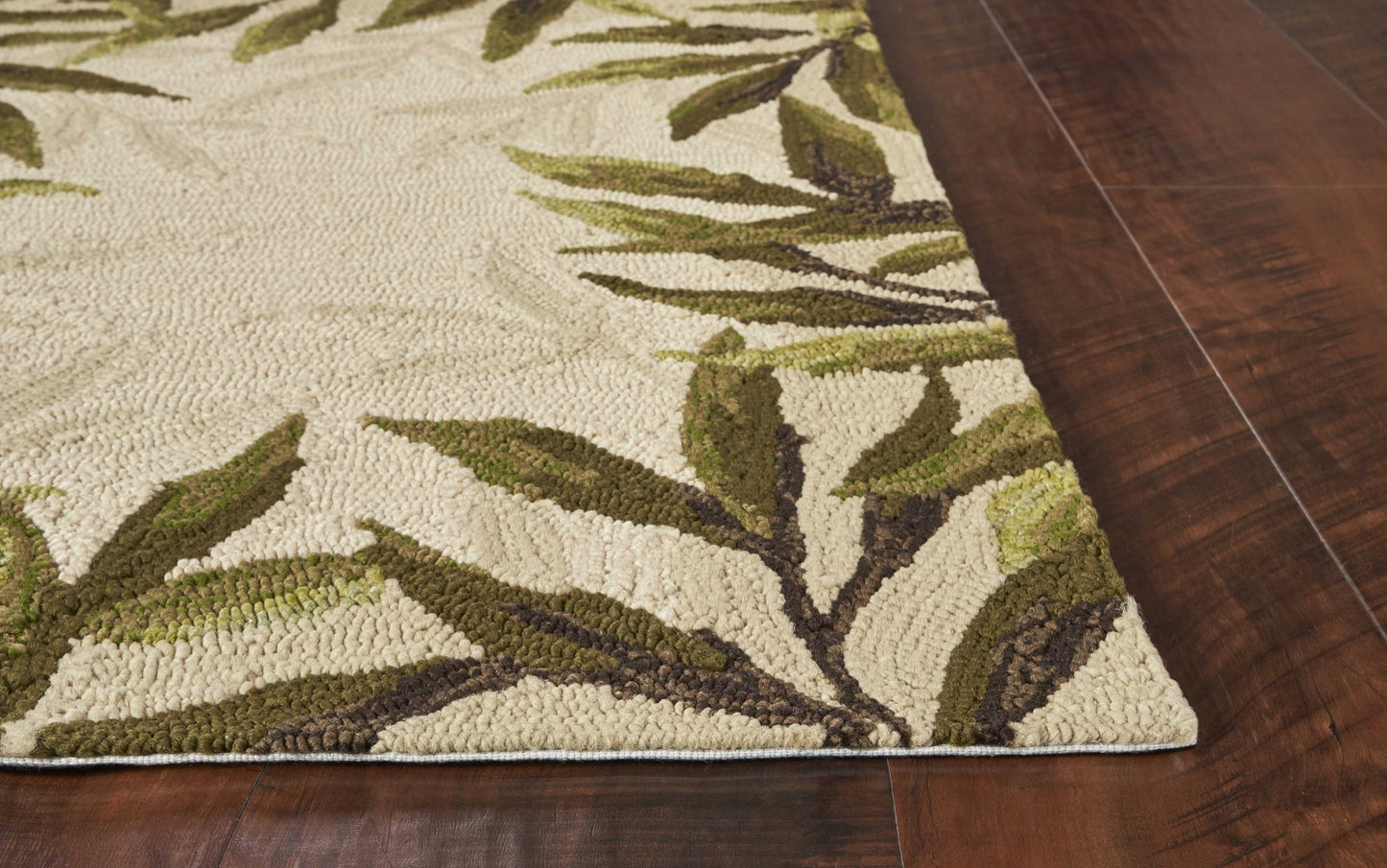 5' X 7' Sand Leaves Uv Treated Indoor Outdoor Area Rug