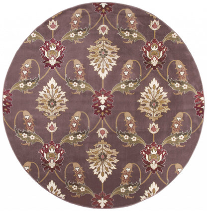 10'X13' Plum Machine Woven Floral Traditional Indoor Area Rug