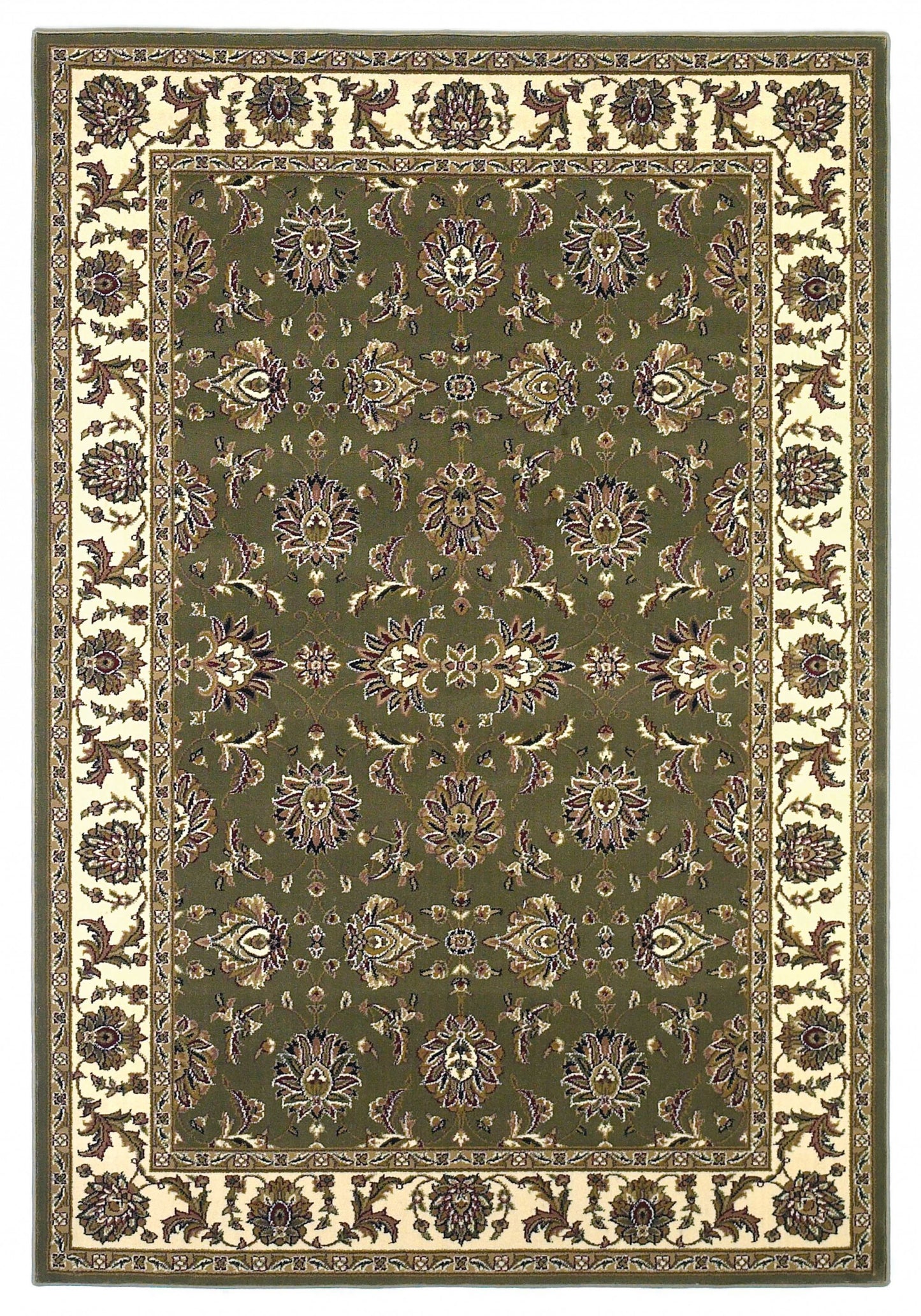 9' X 13'  Polypropylene Green Or  Ivory  Area Rug
