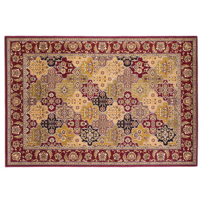 5' X 8' Red Floral Panel Bordered Area Rug