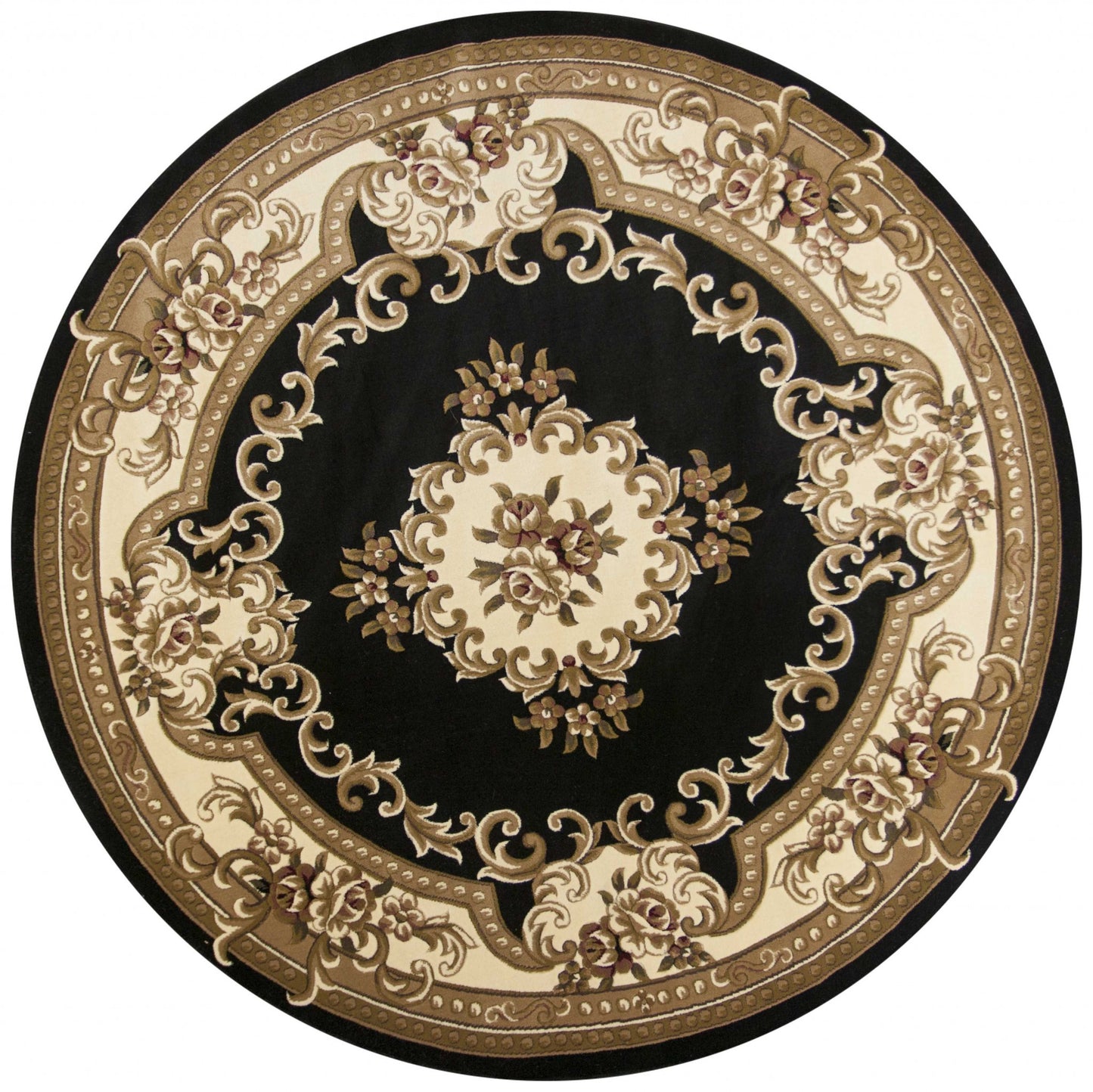 7' X 10'  Polypropylene Blackor Ivory Area Rug