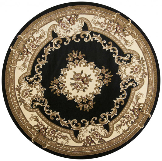 7' X 10'  Polypropylene Blackor Ivory Area Rug