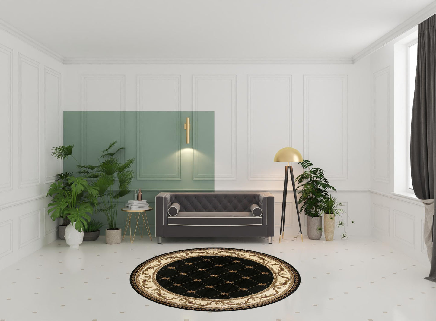 7' X 10'  Polypropylene Black Area Rug