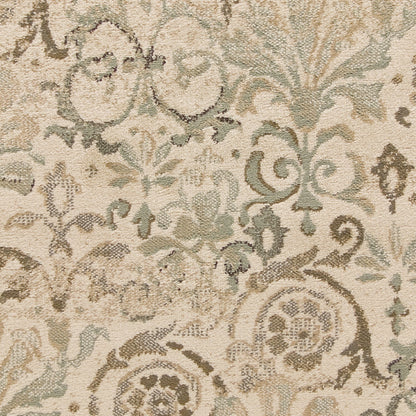 8'X11' Ivory Machine Woven Floral Traditional Indoor Area Rug