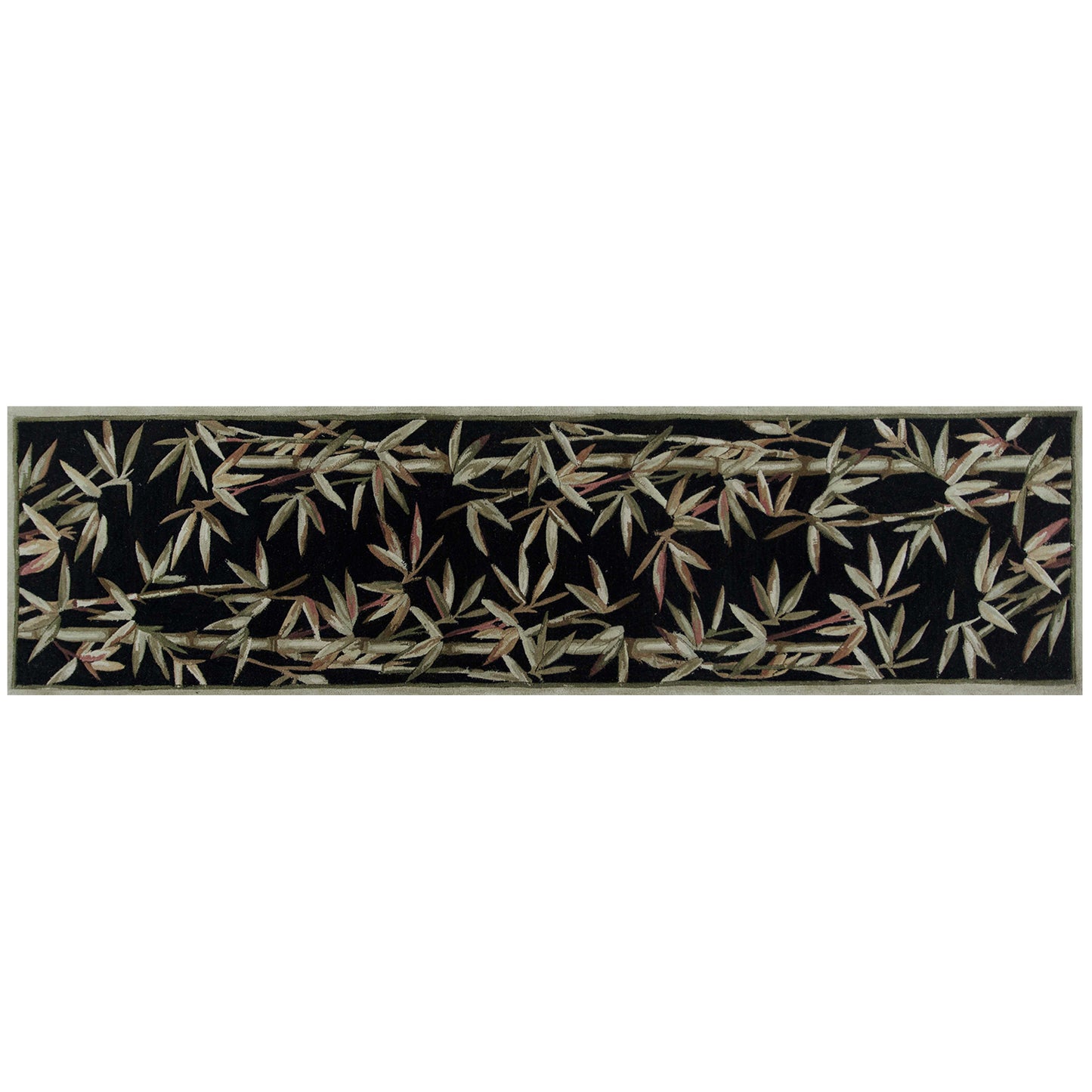 8' X 11'  Wool Black And Bamboo Area Rug