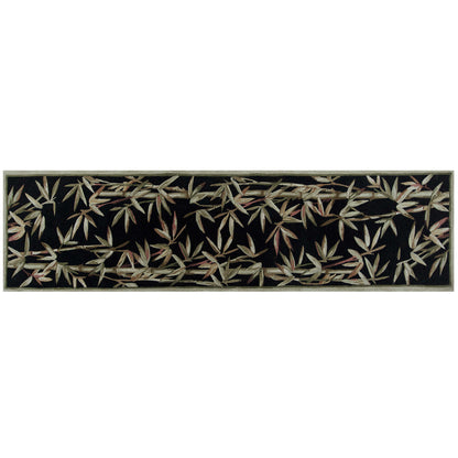 8' X 11'  Wool Black And Bamboo Area Rug