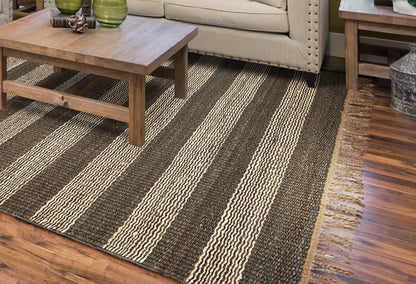 5' X 7' Jute Slate Ivory Area Rug