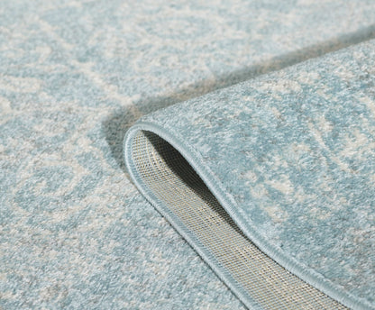 8'X11' Seafoam Green Machine Woven Tropical Plants Indoor Area Rug