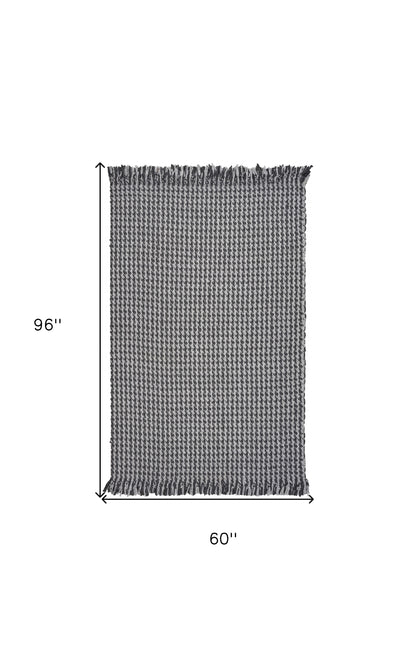 8'X10' Grey Hand Woven Houndstooth Indoor Area Rug