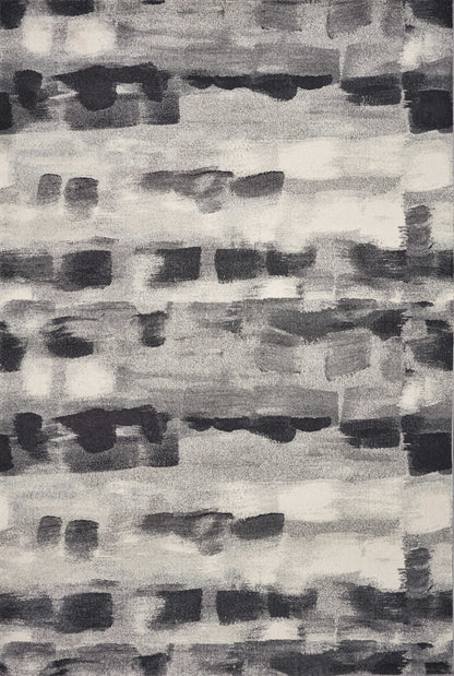5'X8' Shades Of Grey Machine Woven Abstract Brushstroke Indoor Area Rug
