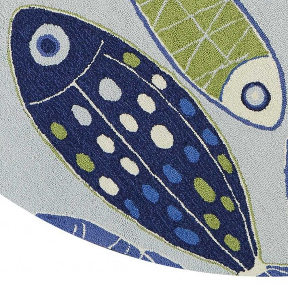 5' X 7' Light Blue School Of Fish Indoor Area Rug