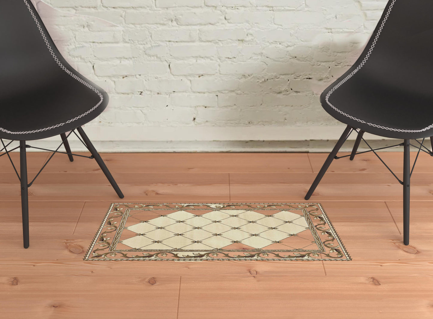8' Ivory Machine Woven Hand Carved Fleur De Lis Round Indoor Area Rug
