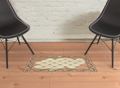 8' Ivory Machine Woven Hand Carved Fleur De Lis Round Indoor Area Rug