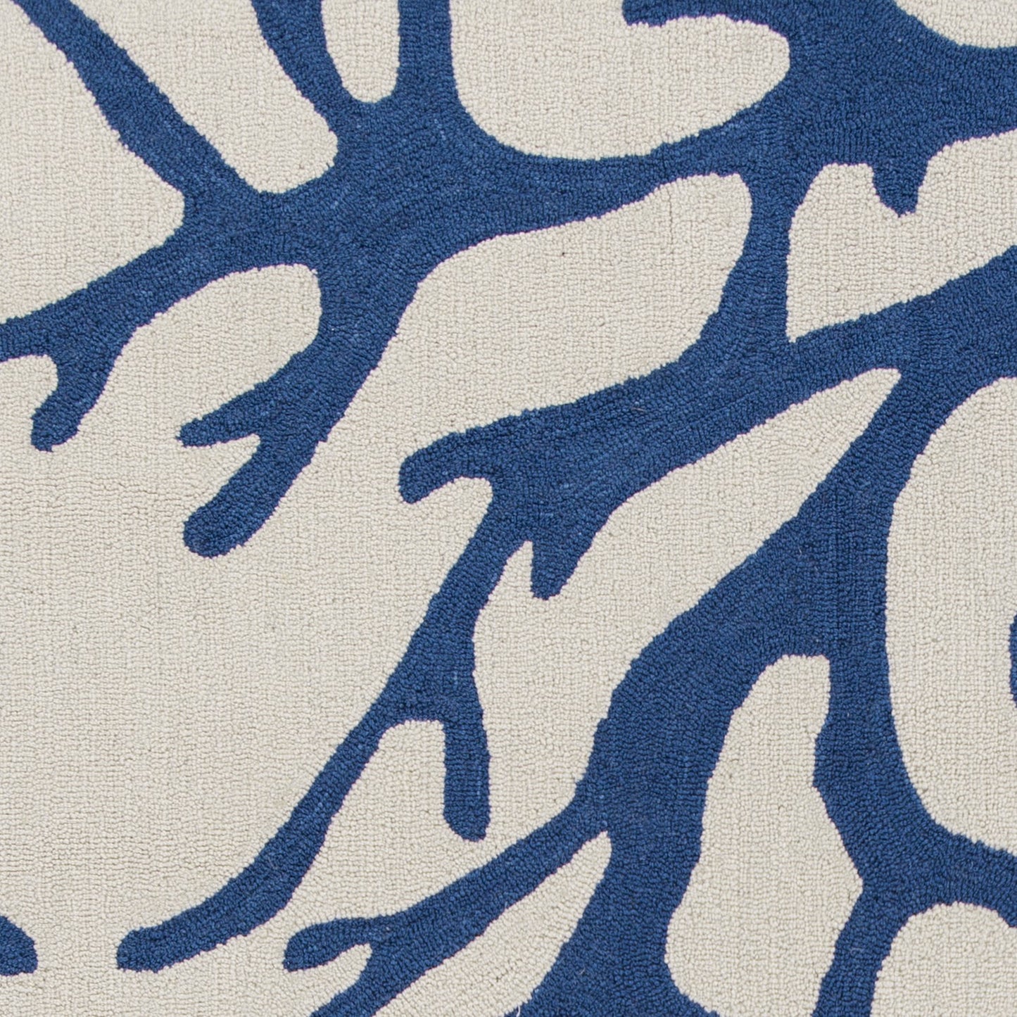 3' X 5' Ivory and Blue Coral Hand Hooked Area Rug