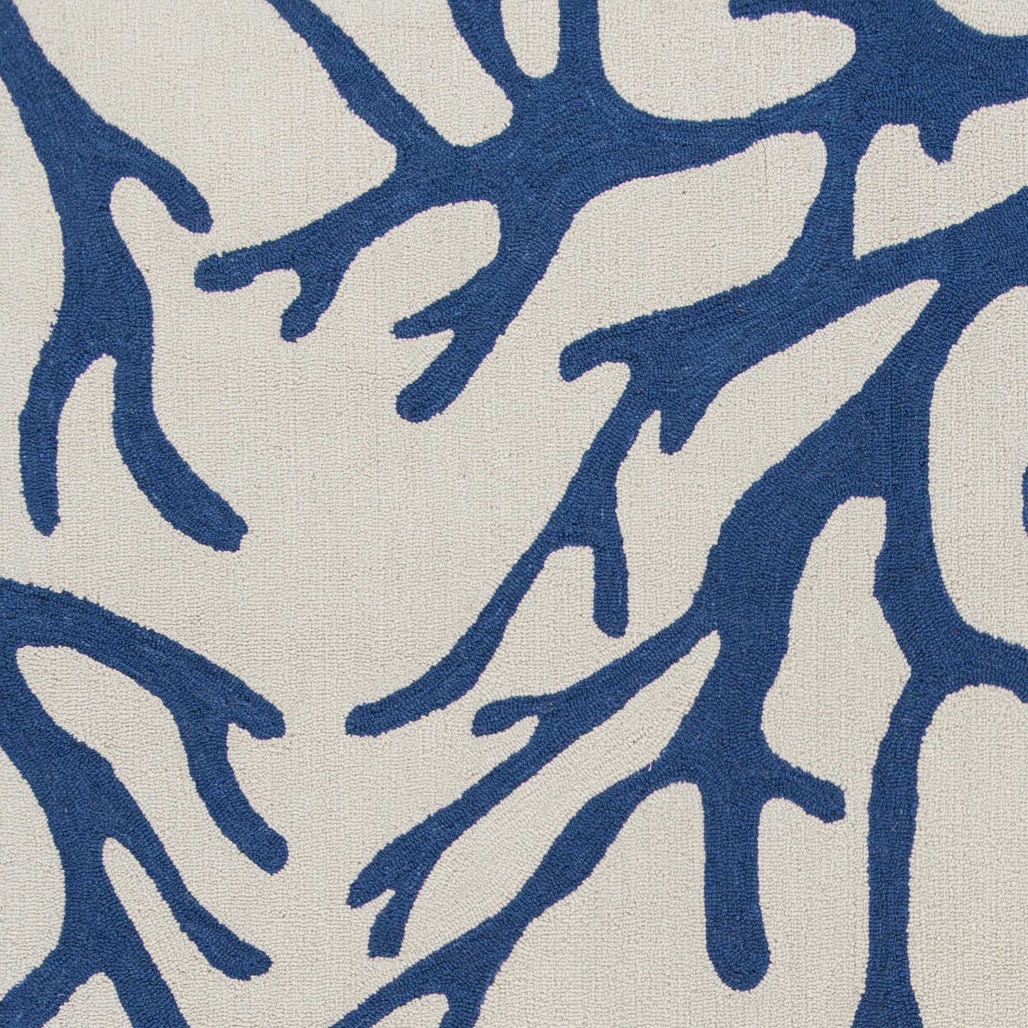 3' X 5' Ivory and Blue Coral Hand Hooked Area Rug