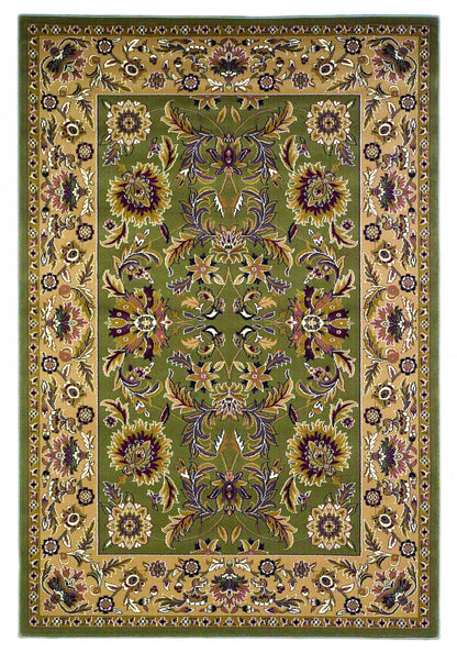 5' X 8' Green Or Taupe Floral Bordered Area Rug