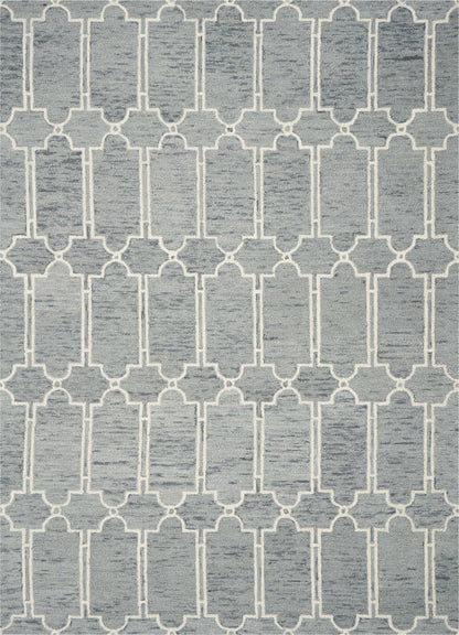 2'X4' Slate Blue Hand Tufted Geometric Indoor Accent Rug