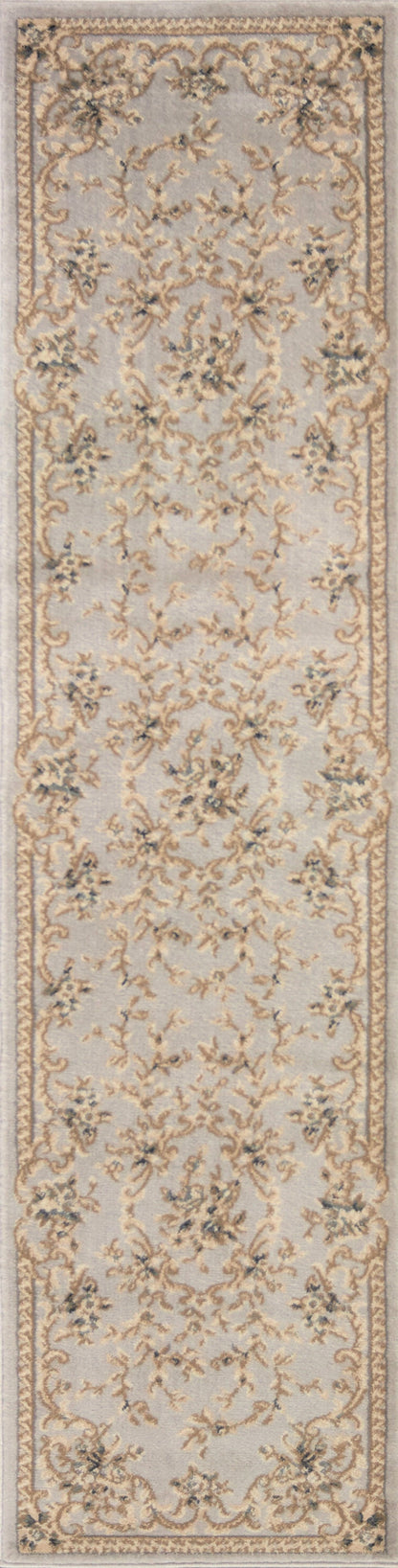 8' Light Grey Floral Round Indoor Area Rug