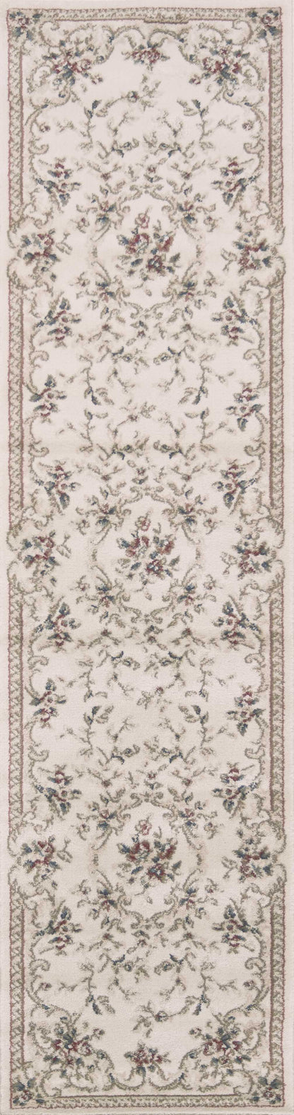 5'X8' Ivory Bordered Floral Indoor Area Rug