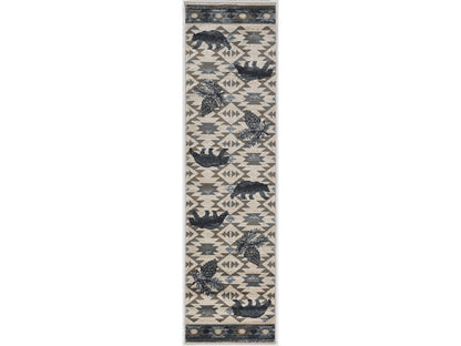5' X 8' Ivory Or Blue Lodge Area Rug