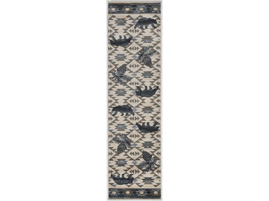 5' X 8' Ivory Or Blue Lodge Area Rug