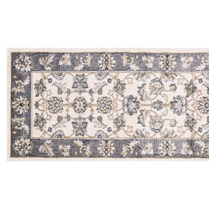 8' Ivory Grey Floral Round Indoor Area Rug