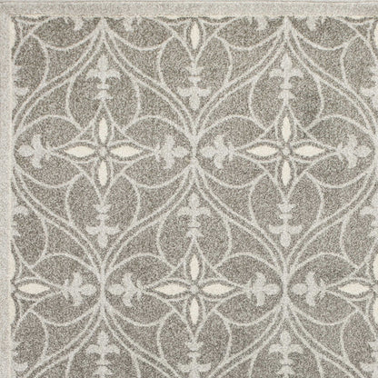 2'X4' Grey Machine Woven Uv Treated Ogee Indoor Outdoor Accent Rug