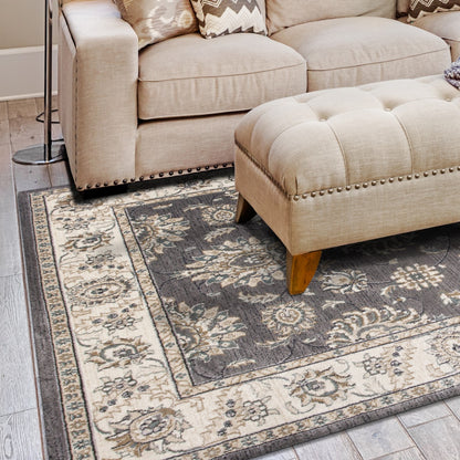 8' Grey Or Ivory Polypropylene Runner Rug