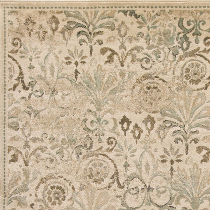 8'X11' Ivory Machine Woven Floral Traditional Indoor Area Rug
