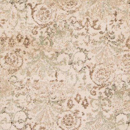 8'X11' Ivory Machine Woven Floral Traditional Indoor Area Rug