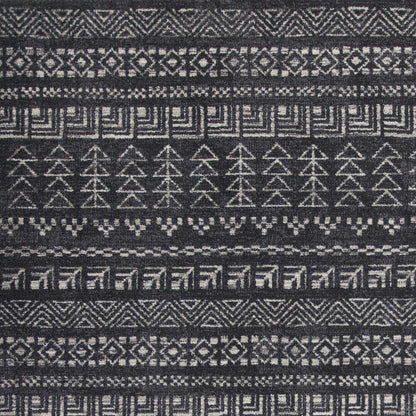 3'X5' Charcoal Grey Machine Woven Bohemian Tribal Indoor Area Rug