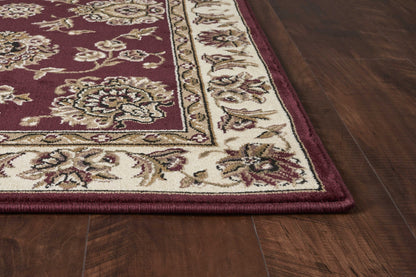 10'X13' Red Ivory Machine Woven Floral Traditional Indoor Area Rug