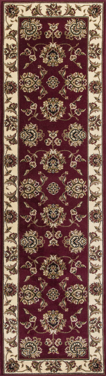 10'X13' Red Ivory Machine Woven Floral Traditional Indoor Area Rug