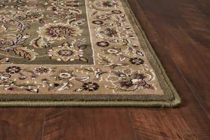 5' X 8' Green Or Taupe Floral Bordered Area Rug