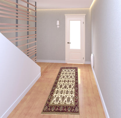 5'X8' Ivory Red Machine Woven Floral Traditional Indoor Area Rug