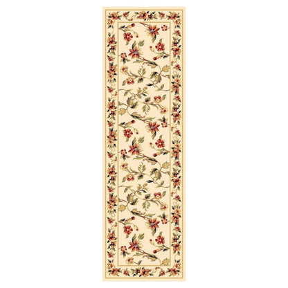 10'X13' Ivory Machine Woven Floral Vines Indoor Area Rug
