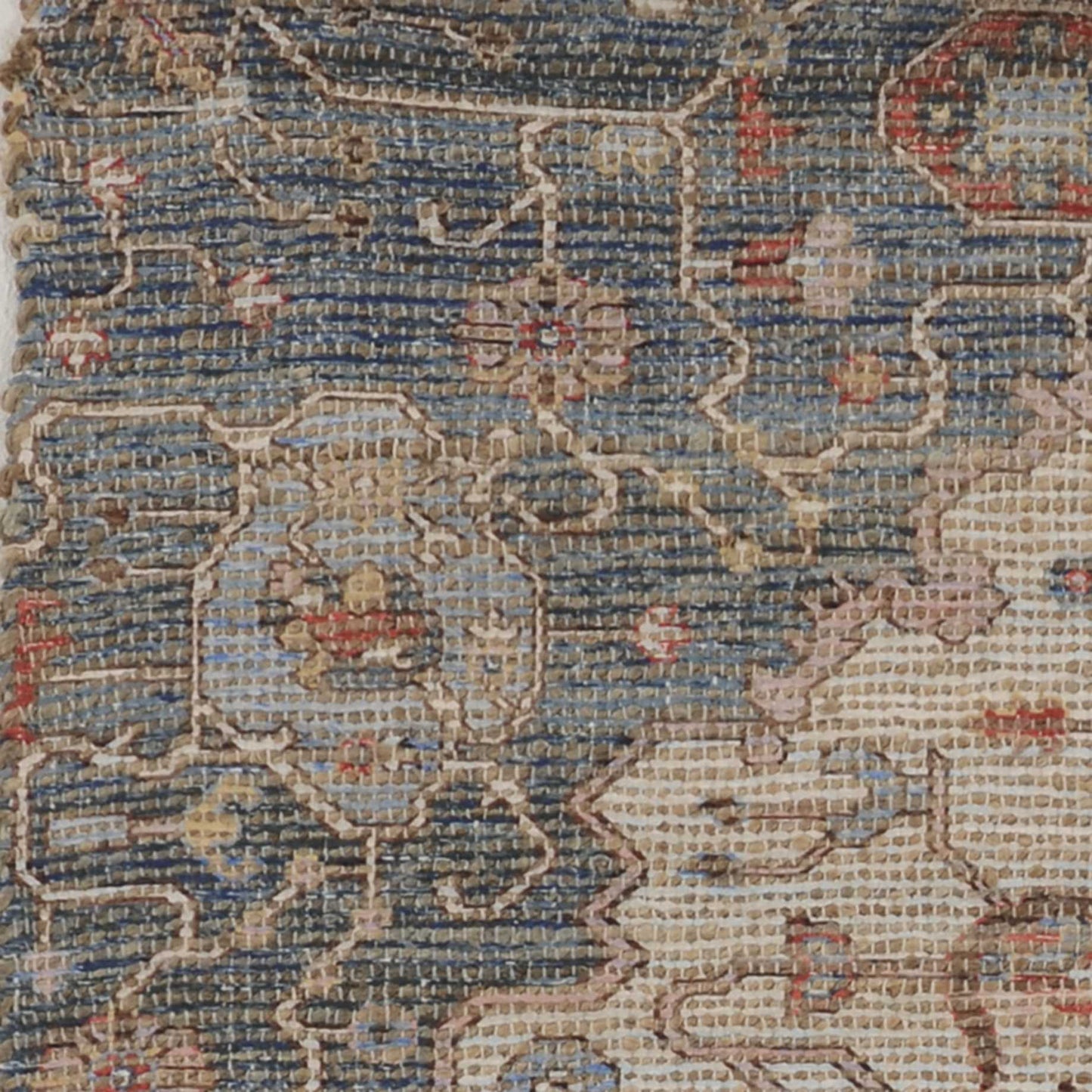 5' X 7' Blue Or Red Vintage Diamond Jute Area Rug