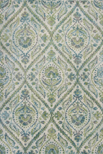 5' X 8' Ivory Or Teal Tropical Parisian Indoor Area Rug