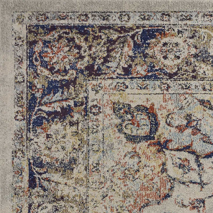 5'X8' Ivory Machine Woven Traditional Floral Medallion Indoor Area Rug