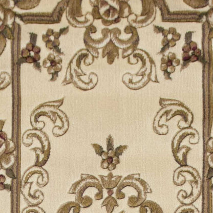 8'X11' Ivory Machine Woven Hand Carved Floral Medallion Indoor Area Rug