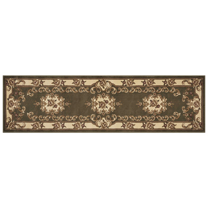 5' X 8' Green Or Ivory Floral Bordered Indoor Area Rug