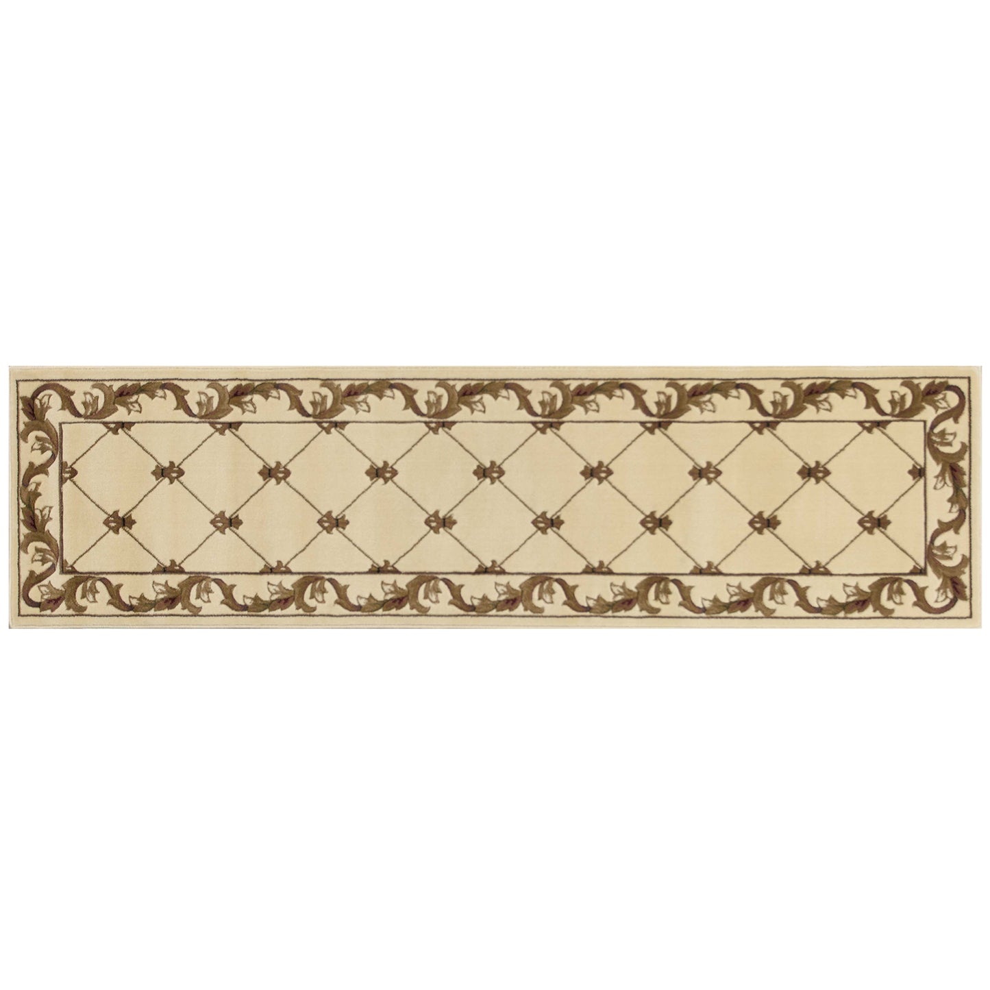 8' Ivory Machine Woven Hand Carved Fleur De Lis Round Indoor Area Rug