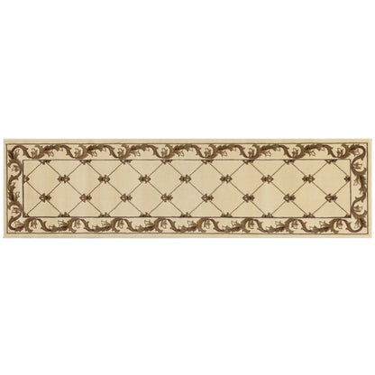 8' Ivory Machine Woven Hand Carved Fleur De Lis Round Indoor Area Rug