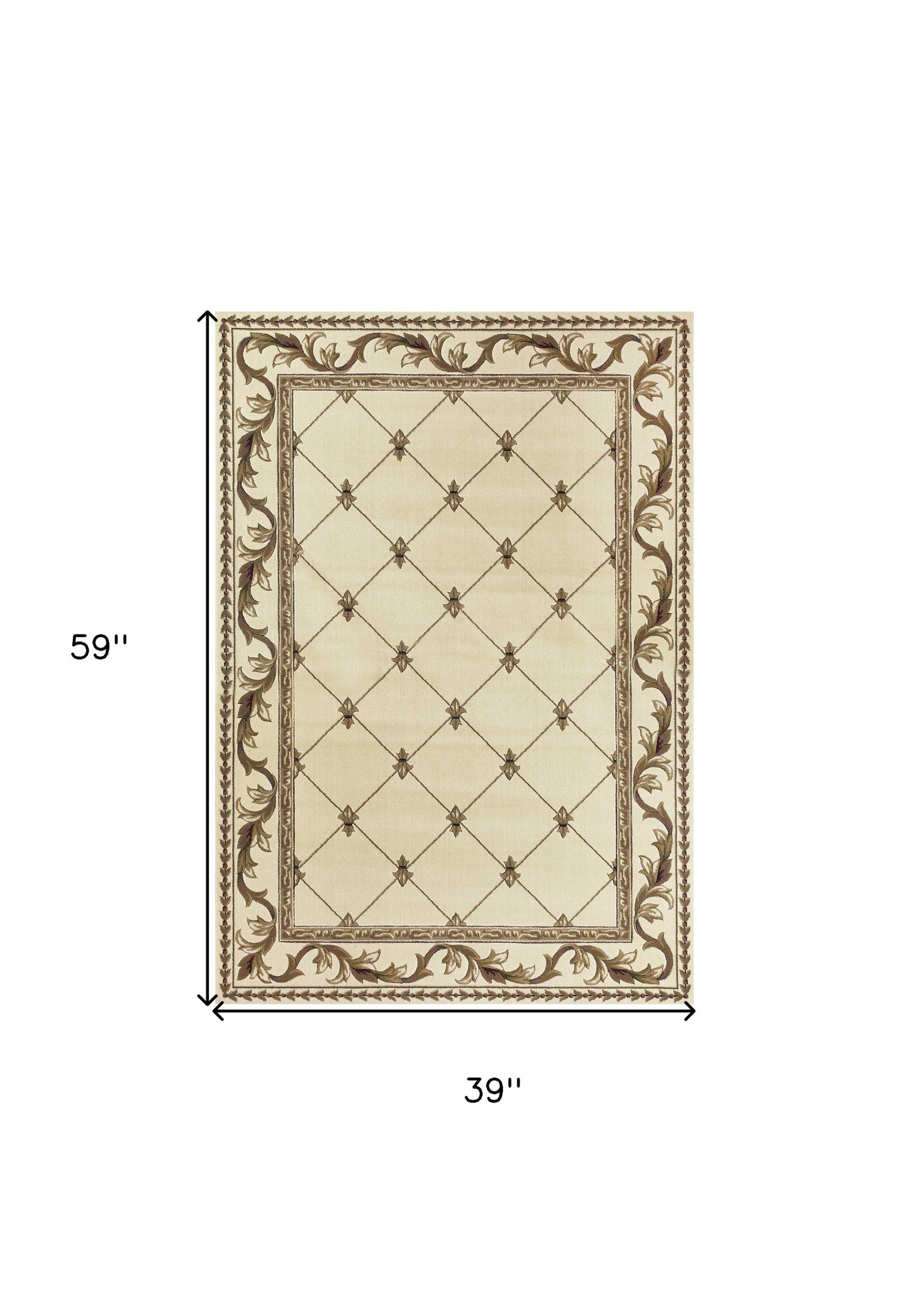 8' Ivory Machine Woven Hand Carved Fleur De Lis Round Indoor Area Rug