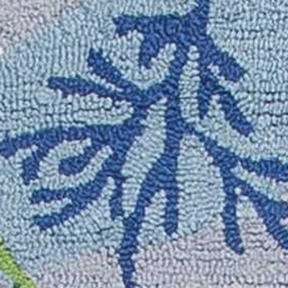 3'X5' Blue Hand Hooked Marine Life Indoor Area Rug