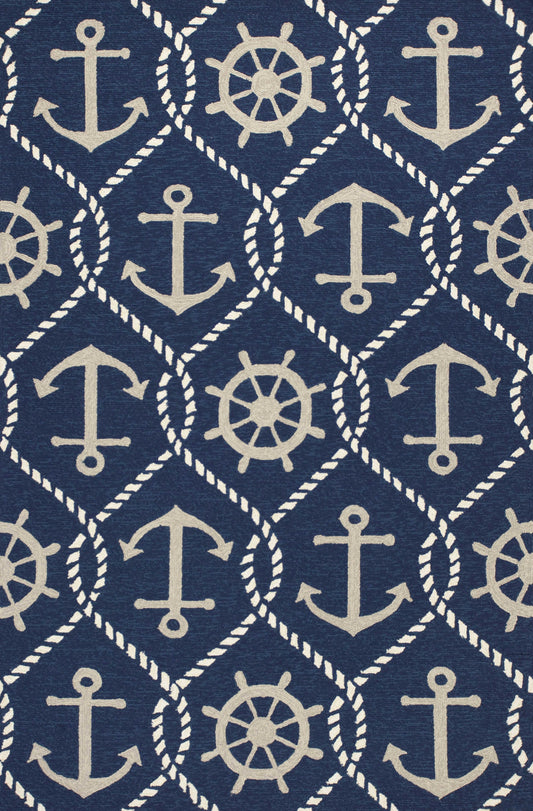 7' X 9'  Uv Treated Polypropylene Navy Area Rug