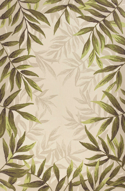 5' X 7' Sand Leaves Uv Treated Indoor Outdoor Area Rug