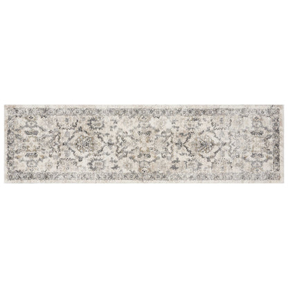 9'X13' Ivory Machine Woven Distressed Floral Traditional Indoor Area Rug