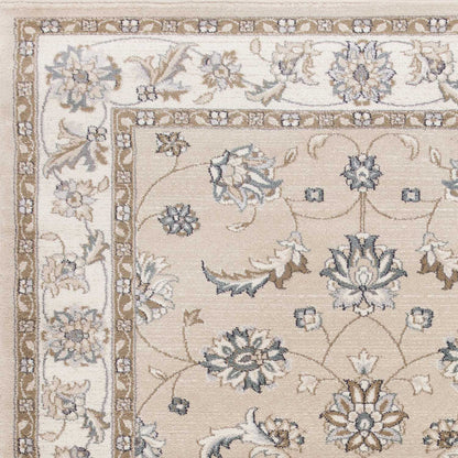 8' X 10' Beige Or Ivory Floral Vine Bordered Indoor Area Rug
