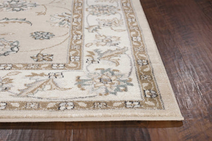 8' X 10' Beige Or Ivory Floral Vine Bordered Indoor Area Rug